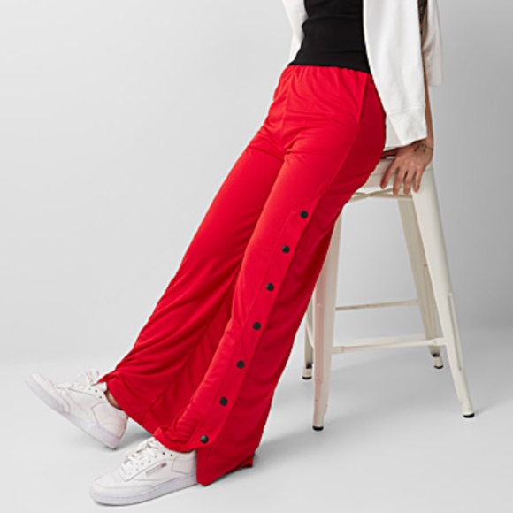 Red side snap wide leg pants NWT - Picture 1 of 12